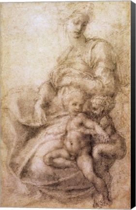 Framed Virgin and Child with the infant Baptist, c.1530 Print