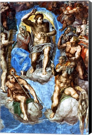 Framed Christ, detail from &#39;The Last Judgement&#39;, in the Sistine Chapel Print