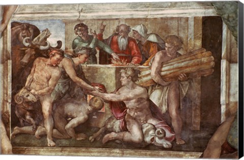 Framed Sistine Chapel Ceiling: Noah After the Flood Print