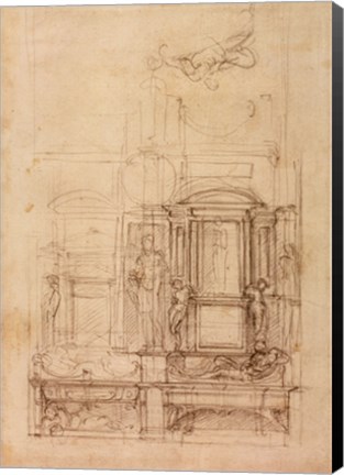 Framed W.26r Design for the Medici Chapel in the church of San Lorenzo, Florence Print