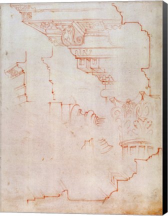 Framed Inv. 1859 6-25-560/2. R. (W.19) Drawing of architectural details Print