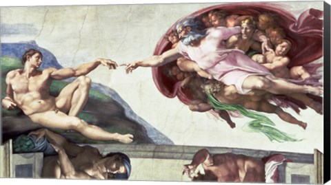 Framed Sistine Chapel Ceiling (1508-12): The Creation of Adam, 1511-12 Print