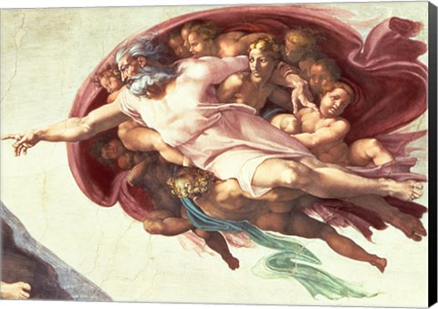 Framed Sistine Chapel Ceiling: The Creation of Adam, detail of God the Father, 1508-12 Print