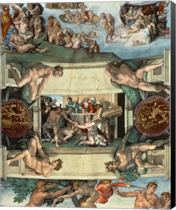 Framed Sistine Chapel Ceiling (1508-12): The Sacrifice of Noah, 1508-10 Print