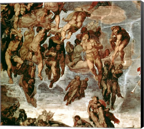 Framed Righteous Drawn up to Heaven, detail from &#39;The Last Judgement&#39;, in the Sistine Chapel, c.1508-12 Print