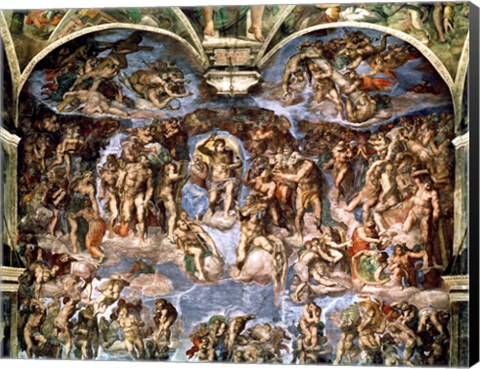 Framed Last Judgement, from the Sistine Chapel, 1538-41 Print