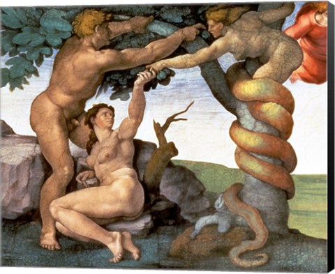 Framed Sistine Chapel Ceiling (1508-12): The Fall of Man, 1510 (detail) Print