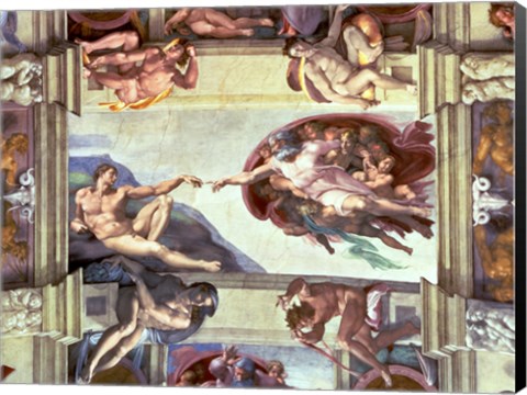 Framed Sistine Chapel Ceiling: Creation of Adam, 1510 B Print