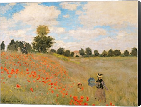 Framed Wild Poppies, near Argenteuil (Les Coquelicots: environs d&#39;Argenteuil), 1873 Print