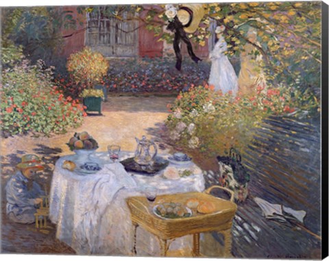 Framed Luncheon: Monet&#39;s garden at Argenteuil, c.1873 Print