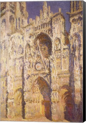 Framed Rouen Cathedral in Full Sunlight: Harmony in Blue and Gold, 1894 Print