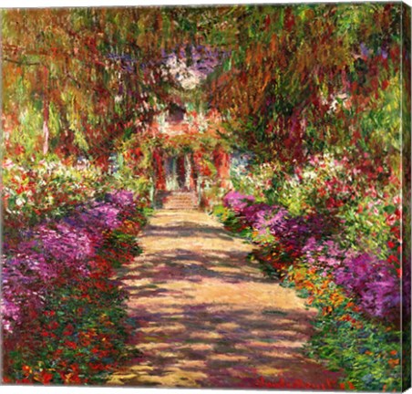 Framed Pathway in Monet&#39;s Garden, Giverny, 1902 Print