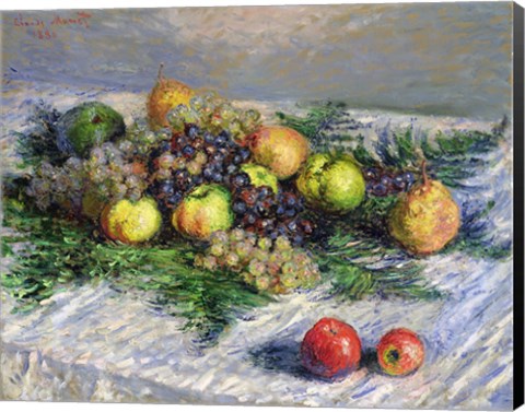 Framed Still Life with Pears and Grapes, 1880 Print