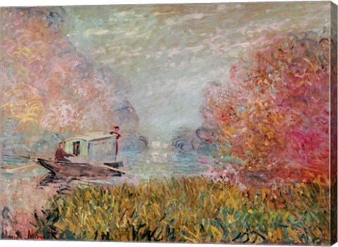 Framed Boat Studio on the Seine, 1875 Print