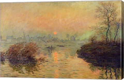 Framed Sun Setting over the Seine at Lavacourt. Winter Effect, 1880 Print