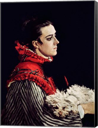 Framed Camille Monet (1847-79) in a Red Cape, 1866 Print