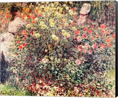 Framed Women in the Flowers, 1875 Print