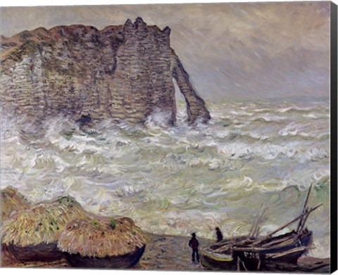 Framed Rough Sea at Etretat, 1883 Print