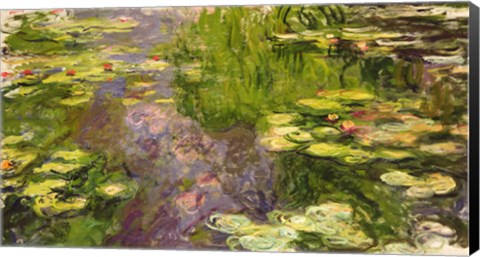 Framed Waterlilies (green horizontal) Print