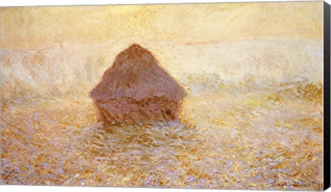 Framed Haystacks, Sun in the Mist Print