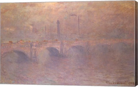 Framed Thames at London, Waterloo Bridge, 1903 Print