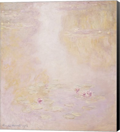 Framed Water Lilies, Giverny, 1908 Print