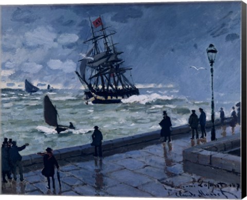 Framed Jetty at Le Havre, Bad Weather, 1870 Print