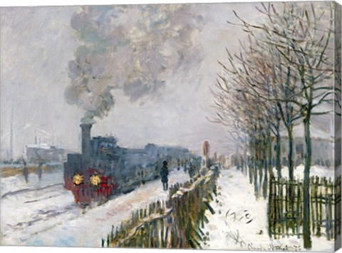 Framed Train in the Snow or The Locomotive, 1875 Print