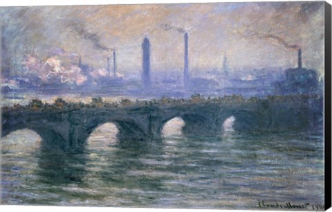 Framed Waterloo Bridge, Cloudy Day, 1900 Print