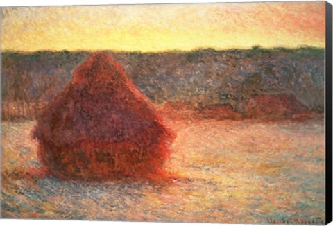 Framed Haystacks at Sunset, Frosty Weather, 1891 Print