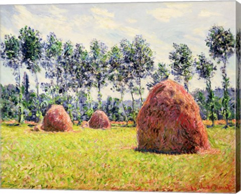 Framed Haystacks at Giverny, 1884 Print