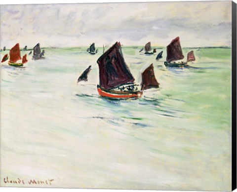 Framed Fishing Boats on the Large de Pourville, 1882 Print