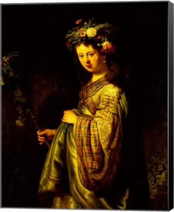 Framed Saskia as Flora, 1634 Print