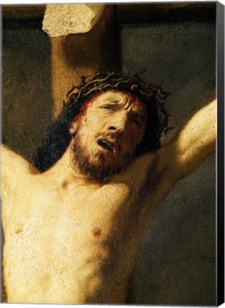 Framed Christ on the Cross, detail of the head Print