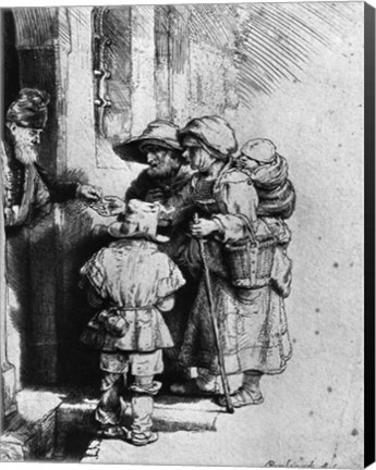 Framed Beggars on the Doorstep of a House, 1648 Print