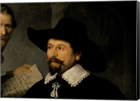 Framed Anatomy Lesson of Dr. Nicolaes Tulp, 1632 (man in hat detail) Print