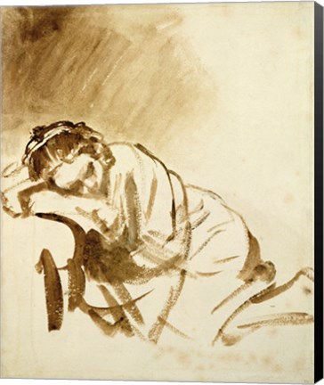 Framed Young Woman Sleeping Print