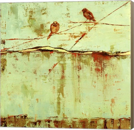 Framed Birds on Horizon in Blue Print