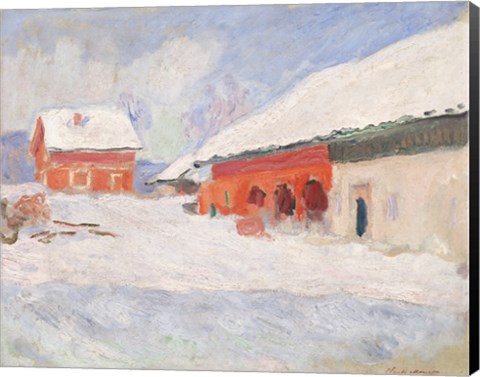 Framed Norway, Red Houses at Bjornegaard, 1895 Print
