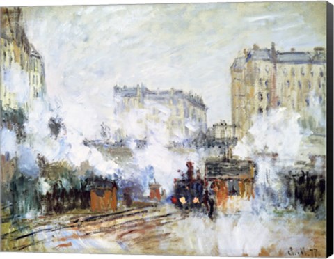 Framed Exterior of the Gare Saint-Lazare, Arrival of a Train Print