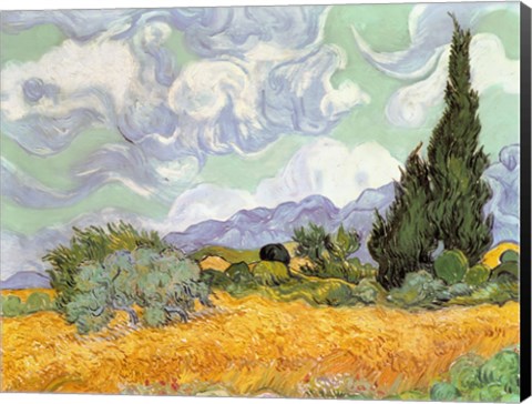 Framed Wheatfield with Cypresses, 1889 Print