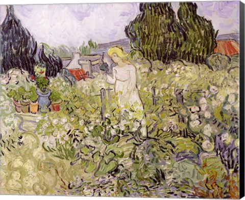 Framed Mademoiselle Gachet in her garden at Auvers-sur-Oise Print