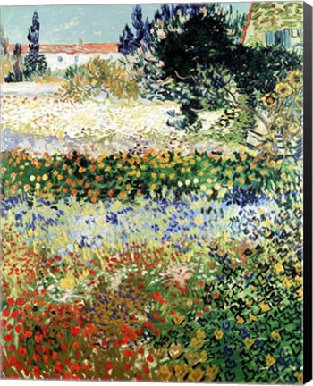 Framed Garden in Bloom, Arles, 1888 Print