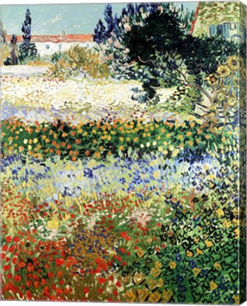 Framed Garden in Bloom, Arles, 1888 Print