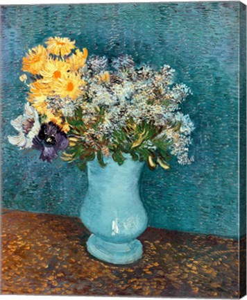 Framed Vase of Flowers, 1887 Print