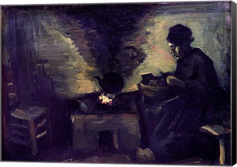 Framed Peasant Woman by the Hearth, c.1885 Print