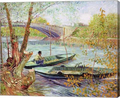 Framed Fishing in the Spring. Pont de Clichy, 1887 Print