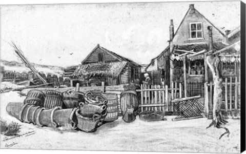 Framed fish drying barn at Scheveningen, c.1882 Print