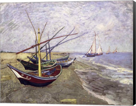 Framed Fishing Boats on the Beach at Saintes-Maries-de-la-Mer Print