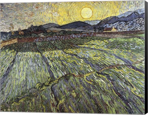 Framed Enclosed field with rising sun, 1889 Print